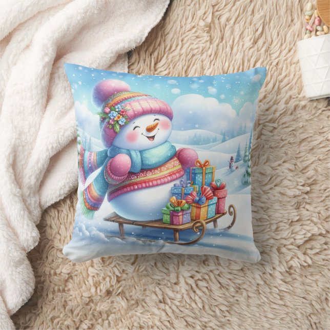 Cojín Jugando en la Nieve Throw Pillow (Blanket)