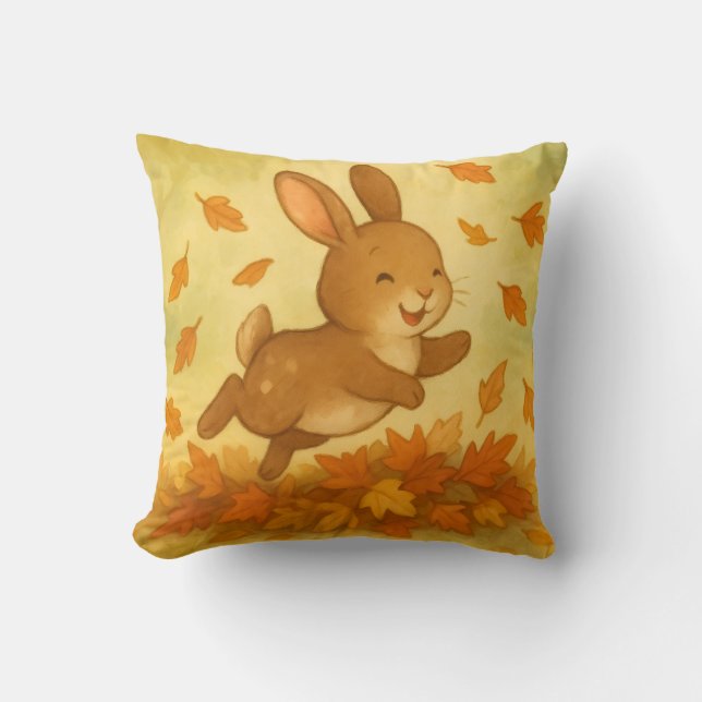 Cojin jumping between leaves throw pillow (Front)