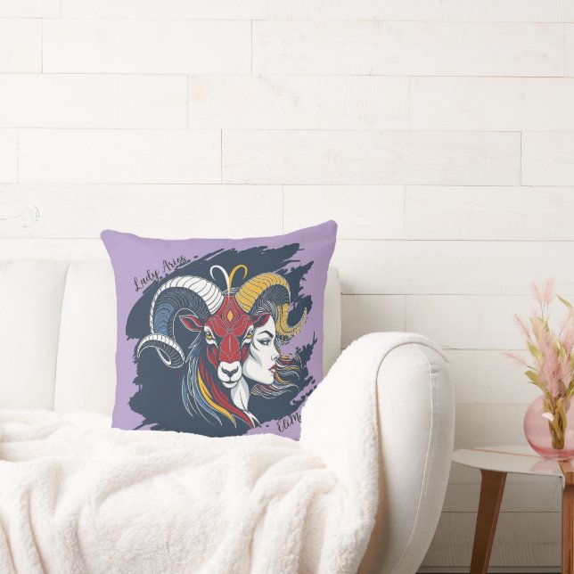 Cojín Lady Aries - Zodiac Woman Throw Pillow (Couch)
