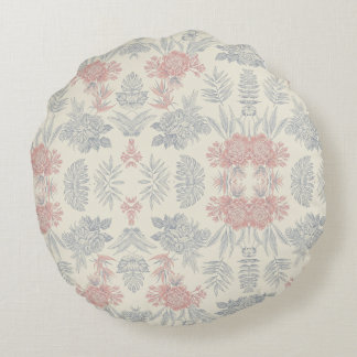 Cojín redondo botánico, flores acuarela, round pillow