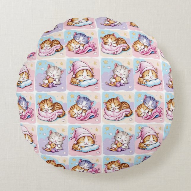 Cojín redondo - Gatito de Sueños Round Pillow (Front)