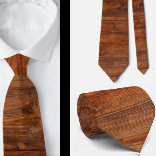 Col cravate à grain de bois faux masculin rustique