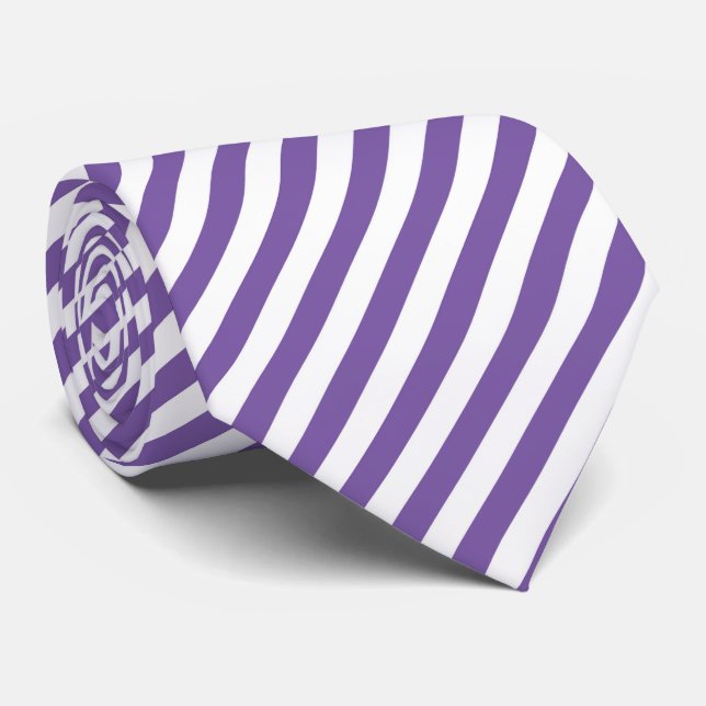 Col cravate à motif rayure violet blanc  (Roulé)