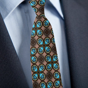 Col cravate à motif X marron et bleu