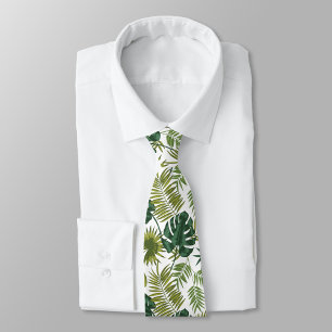 Col cravate avec un motif de feuilles tropicales