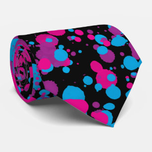 Col cravate bleu, rose et vert avec éclaboussures 