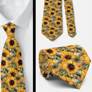 Col cravate de bureau décontracté   Tournesols de 