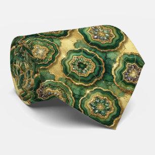 Col cravate de luxe   Forest Green Gold Geode