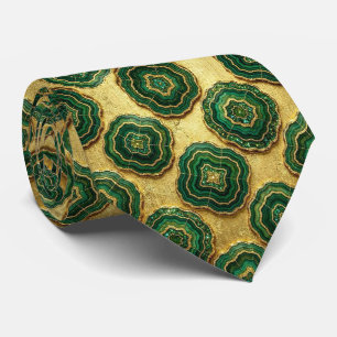 Col cravate de luxe   Forest Green Gold Geode