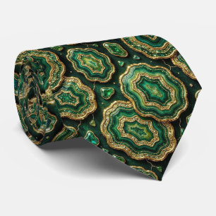 Col cravate de luxe   Forest Green Gold Geode Neck