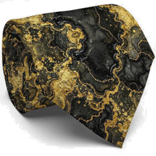 Col cravate de luxe formel Marbre noir et or