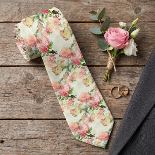 Col cravate de mariage avec roses roses pêche
