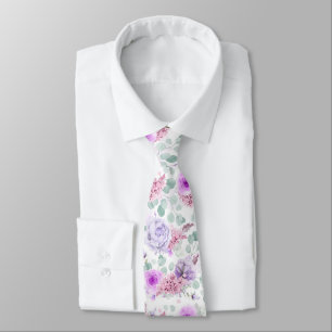 Col cravate de mariage botanique floral rose viole