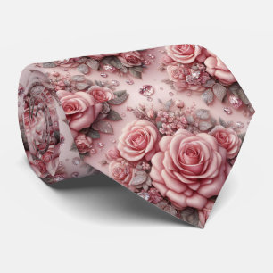 Col cravate de mariage de luxe   Roses roses et di