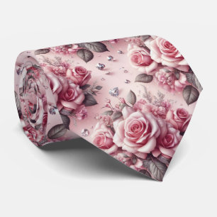 Col cravate de mariage de luxe   Roses roses et di
