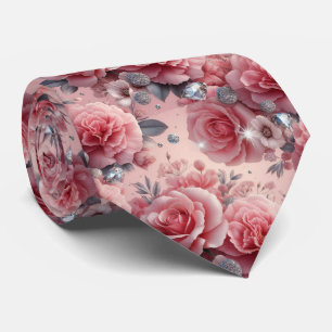 Col cravate de mariage de luxe   Roses roses et di