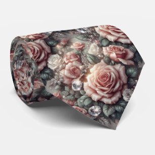 Col cravate de mariage de luxe   Roses roses et di