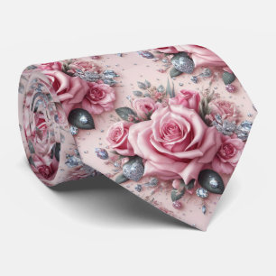 Col cravate de mariage de luxe   Roses roses et di