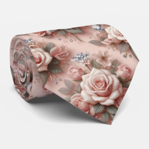 Col cravate de mariage de luxe   Roses roses et di
