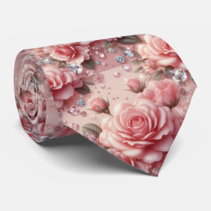 Col cravate de mariage de luxe   Roses roses et di