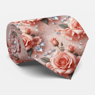 Col cravate de mariage de luxe   Roses roses et di