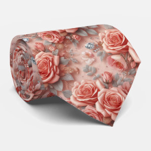 Col cravate de mariage de luxe   Roses roses et di