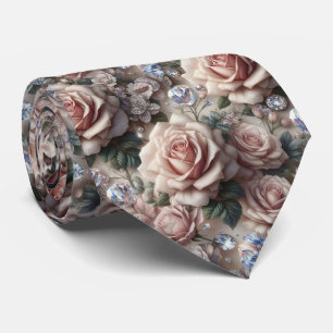 Col cravate de mariage de luxe   Roses roses et di