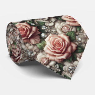 Col cravate de mariage de luxe   Roses roses et di