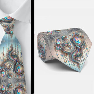 Col cravate en faux holographique opale paisley de