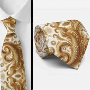 Col cravate en style 3D à motifs paisley diamantés