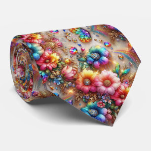 Col cravate flamboyant   Fleurs et diamants arc-en
