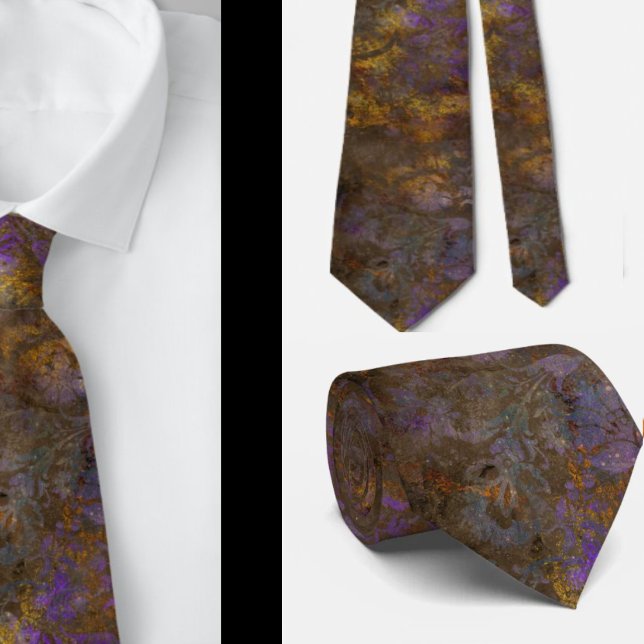 Col cravate fleuri abstrait violet marron (Créateur téléchargé)