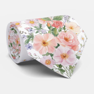 Col cravate fleurs sauvages pastel