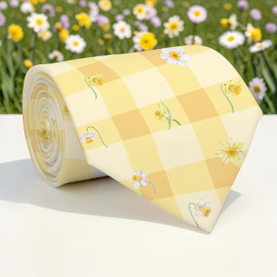 Col cravate floral jaune printemps saisonnier