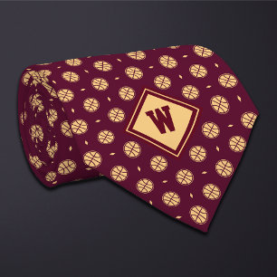 Col cravate icône basket-ball Burgundy Gold