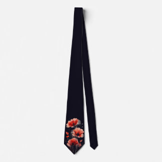 Col cravate imprimé placement fleur de pavot