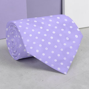 Col cravate mini pois blancs sur fond violet clair