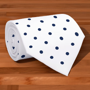 Col cravate miniature pois navy sur fond blanc