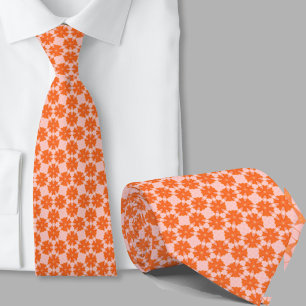 Col cravate motif géométrique orange artistique mo