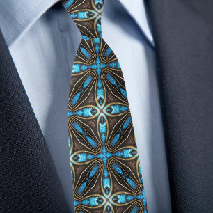 Col cravate motif X étoile or brun