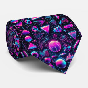 Col cravate néon formes funky rétro 80