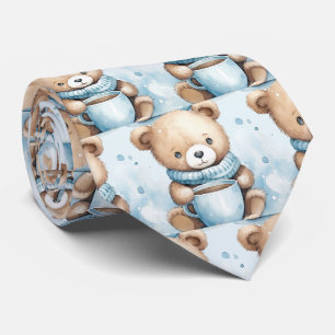 Col cravate Ours en peluche bleu
