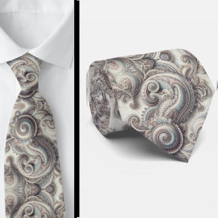 Col cravate paisley bleu or et blanc de luxe