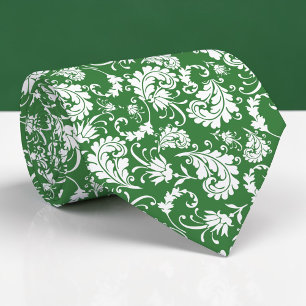 Col cravate personnalisé à motif floral vert foncé