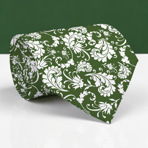 Col cravate personnalisé à motif floral vert foncé