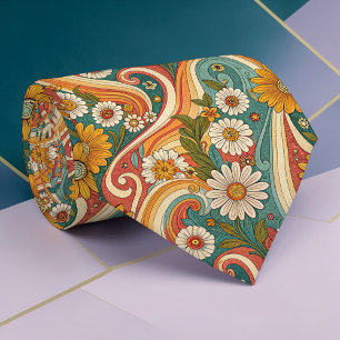 Col cravate personnalisé floral psychédélique des 