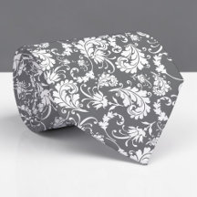 Col cravate personnalisé motif floral gris