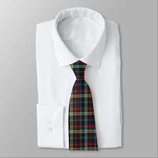 Col cravate tartan à carreaux rouge vert or marine