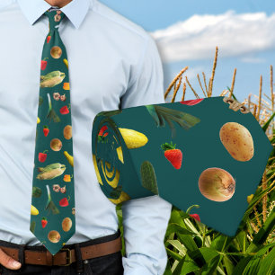 Col cravate végétalien motif légumes pour agricult