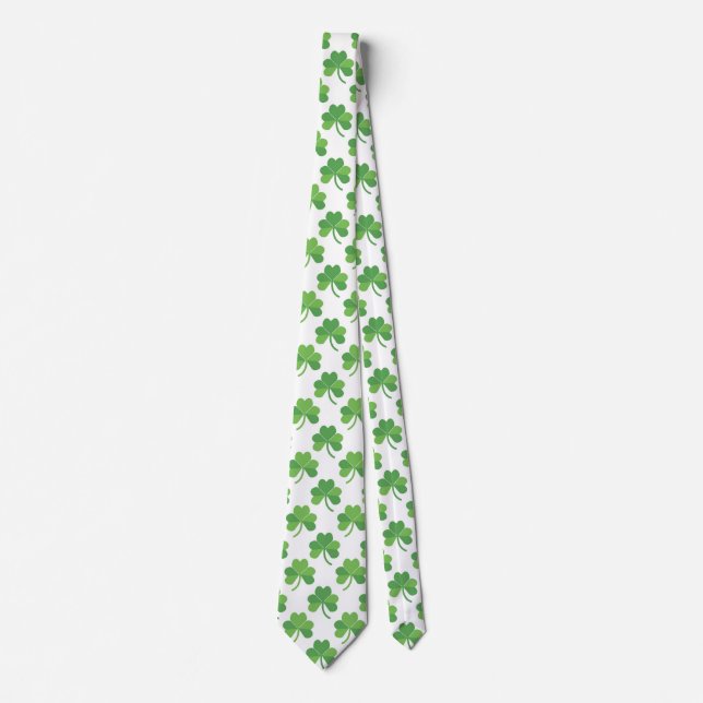 Col cravate vert trèfle Saint-Patrick pour hommes (Devant)